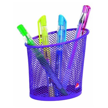 Pot à crayons en métal Mesh Diam 6 cm H 10,5 cm Violet ALBA