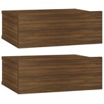 vidaXL Tables de chevet flottantes 2 Pièces Chêne marron 40x30x15 cm