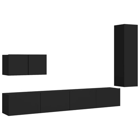 vidaXL Ensemble de meuble TV 4 Pièces Noir Aggloméré