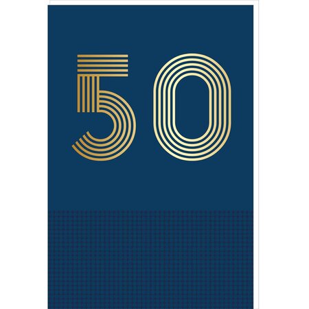 Carte D'anniversaire 50 Ans En Or - Bleu Foncé - A Message - Pour Homme Et Femme - 11 5 X 17 Cm - Draeger paris