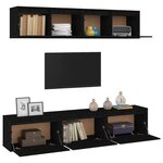 vidaXL Meubles TV 5 Pièces Noir Bois massif de pin