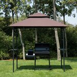 Pavillon abri tonnelle de jardin pour barbecue double toit 2 tablettes incluses tissu polyester acier 2 45 x 1 48 x 2 55 m chocolat
