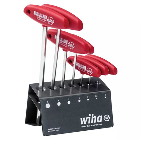 Wiha jeu de clés hexagonales poignée t 7 pièces 334 vb rouge