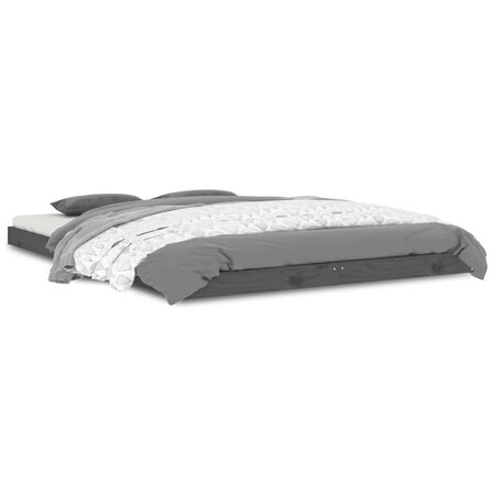 vidaXL Cadre de lit Gris 135x190 cm Bois de pin massif Double