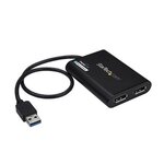 StarTech.com Adaptateur USB 3.0 vers double DisplayPort 4K 60 Hz - Carte graphique externe USB 3.0 vers 2 ports DP (USB32DP24K60)