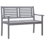 vidaXL Banc de jardin 2 places 120 cm Gris Bois d'eucalyptus solide