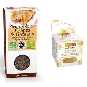 Fleurs d'épices Crêpes et gâteaux + paillettes comestibles dorées