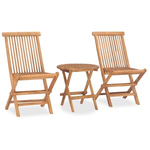 vidaXL Mobilier à dîner d'extérieur pliable 3 Pièces Bois solide de teck