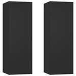 vidaXL Meubles TV 2 Pièces Noir 30 5x30x90 cm Aggloméré