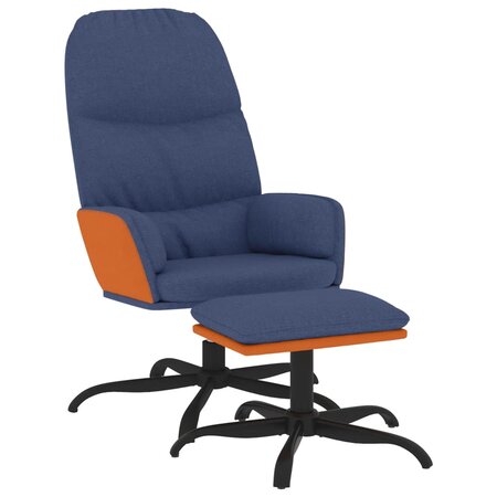 vidaXL Chaise de relaxation avec tabouret Bleu Tissu