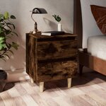 vidaXL Tables de chevet et pieds en bois 2 Pièces Chêne fumé 40x35x50 cm