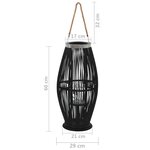 vidaXL Bougeoir suspendu Bambou Noir 60 cm