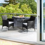 Tectake lot de 2 fauteuils de jardin acier avec 2 sets de housses - gris clair/crème