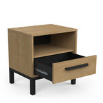 Table de chevet 1 porte - CRAFT - Chêne et Noir - 44 6 x 35 6 x 47 4 cm - DEMEYERE