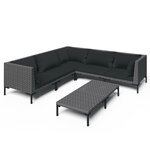 vidaXL Salon de jardin 6 Pièces avec coussins Résine tressée Gris foncé