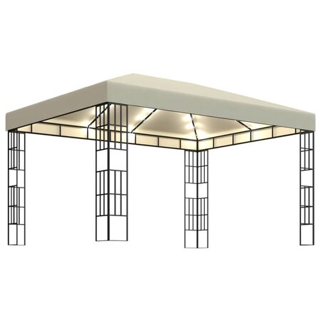vidaXL Tonnelle avec guirlande lumineuse à LED 3x4 m Crème
