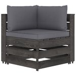 vidaXL Salon de jardin 3 Pièces avec coussins Bois imprégné de gris