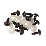 Yeux de sécurité en plastique  8mm ø  brun foncé  avec rondelles  10 pces