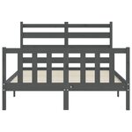 vidaXL Cadre de lit avec tête de lit gris 140x190 cm bois massif