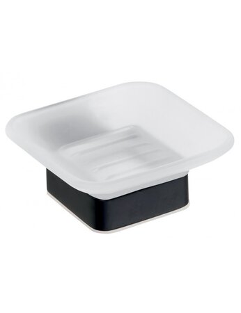 Porte-savon carré NERO en laiton noir et verre 10,3 x4,2 x11,7 cm