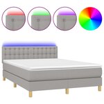 vidaXL Sommier tapissier et matelas et LED Gris clair 140x200 cm Tissu