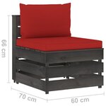 vidaXL Salon de jardin 9 Pièces avec coussins Bois imprégné de gris
