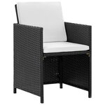 vidaXL Salon de jardin encastrable 5 Pièces et coussins Rotin Noir