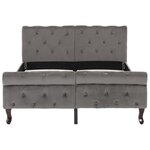vidaXL Cadre de lit Gris Velours 120 x 200 cm