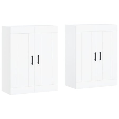 vidaXL Armoires murales 2 Pièces blanc bois d'ingénierie