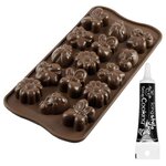 Moule à chocolat Printemps + Stylo de glaçage noir