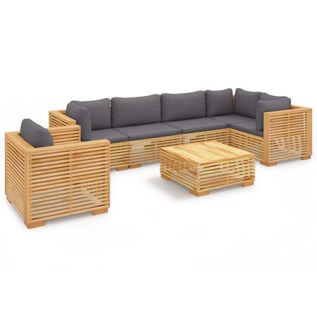 vidaXL Salon de jardin 7 Pièces avec coussins Bois de teck solide