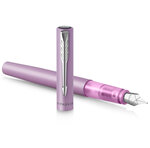 Parker vector xl stylo plume  laque lilas métallisée sur laiton  plume fine  encre bleue  coffret cadeau