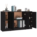vidaXL Buffets 3 Pièces noir bois d'ingénierie