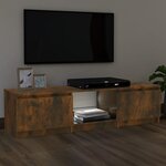 vidaXL Meuble TV avec lumières LED Chêne fumé 140x40x35 5 cm