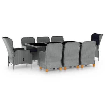 vidaXL Mobilier à dîner 9 Pièces avec coussins Résine tressée Gris clair