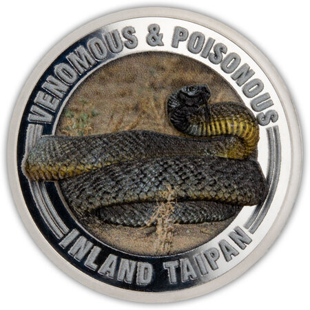 Pièce de monnaie en Argent 1 Dollar g 15.57 (1/2 oz) Millésime 2022 Venomous and Poisonous INLAND TAIPAN