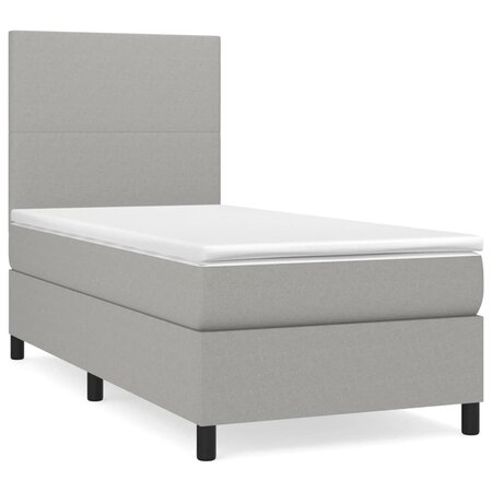 vidaXL Lit à sommier tapissier avec matelas Gris clair 90x200 cm Tissu