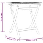 vidaXL Table pliable de jardin 85x85x76 cm Bois de teck solide
