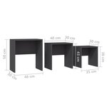 vidaXL Tables basses gigognes 3 Pièces Gris Aggloméré