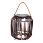 Lanterne solaire sur pied ray marron polyrotin h36cm