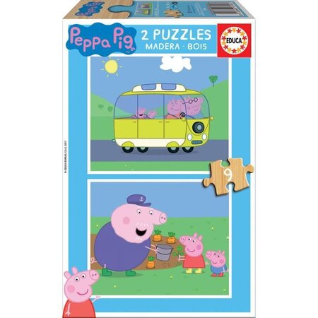 EDUCA - Puzzle Bois Peppa Pig 2x9 pcs