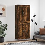 vidaXL Buffet haut Chêne fumé 69 5x34x180 cm Bois d'ingénierie