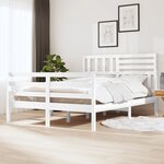 vidaXL Cadre de lit Blanc Bois massif 135x190 cm Double