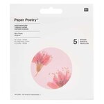 Papier de soie 5 feuilles 50 x 70 cm - Fleurs de cerisier rose