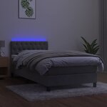 vidaXL Sommier tapissier matelas et LED Gris clair 100x200 cm Velours