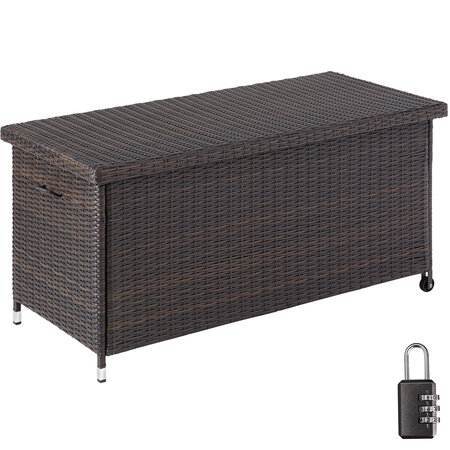 Tectake coffre de jardin kiruna en rotin synthétique 120x55x61 5cm 270 l - marron