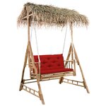 vidaXL Balancelle 2 places feuilles de palmier et coussin 202cm Bambou