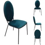 Lot de 2 Chaises - Velours Bleu - L 51 x P 96 x H 52,5 cm - LOUIS