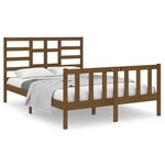 vidaXL Cadre de lit Marron miel Bois massif 120x190 cm Petit Double