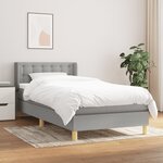 vidaXL Lit à sommier tapissier et matelas Gris clair 90x190 cm Tissu